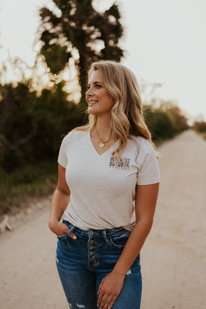 Women's Sheep Head- Tan V Neck