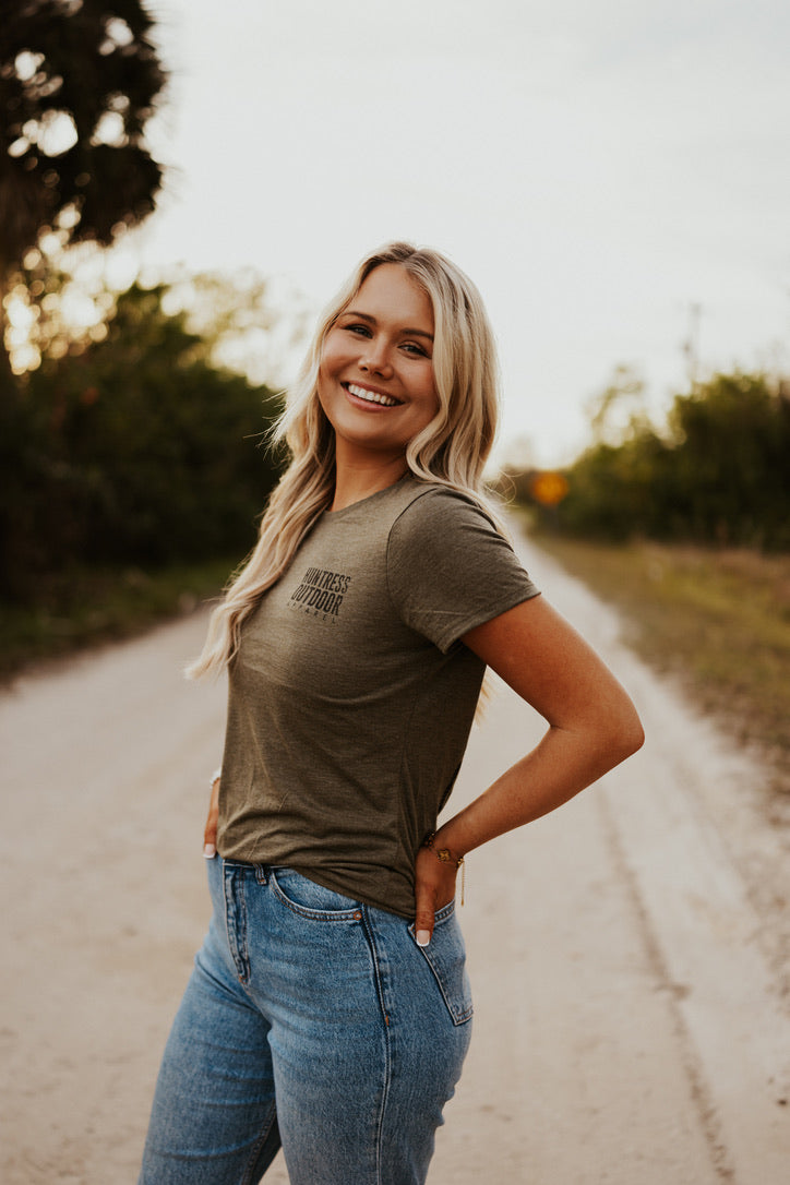 Women's Sheep Head- Military Green Crew Neck