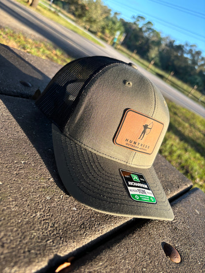 Army Green Leather Patch Hat